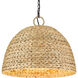 Rue 5 Light 21 inch Matte Black Pendant Ceiling Light in Woven Sweet Grass